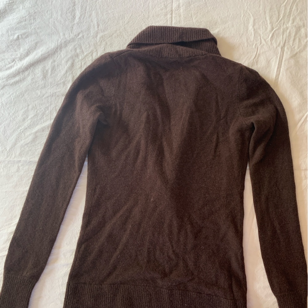 Minnie Rose Cashmere Shawl Collar Cardigan in Dark Brown - Picture 2 of 4